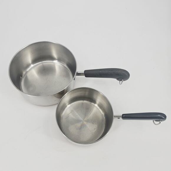 2 Vintage Revere Ware 1950's Copper 1 Qt & 2 Qt Pots With Handle & Ring NO LIDS - Picture 2 of 12